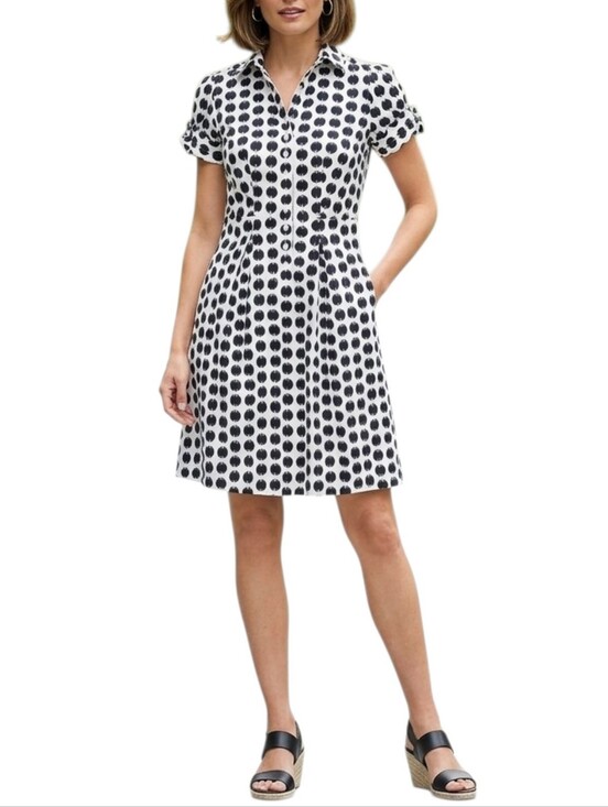 Club Monaco Dresses & Skirts - Club Monaco Black & White Pleated Mini Shirt Dress Women's Size 0